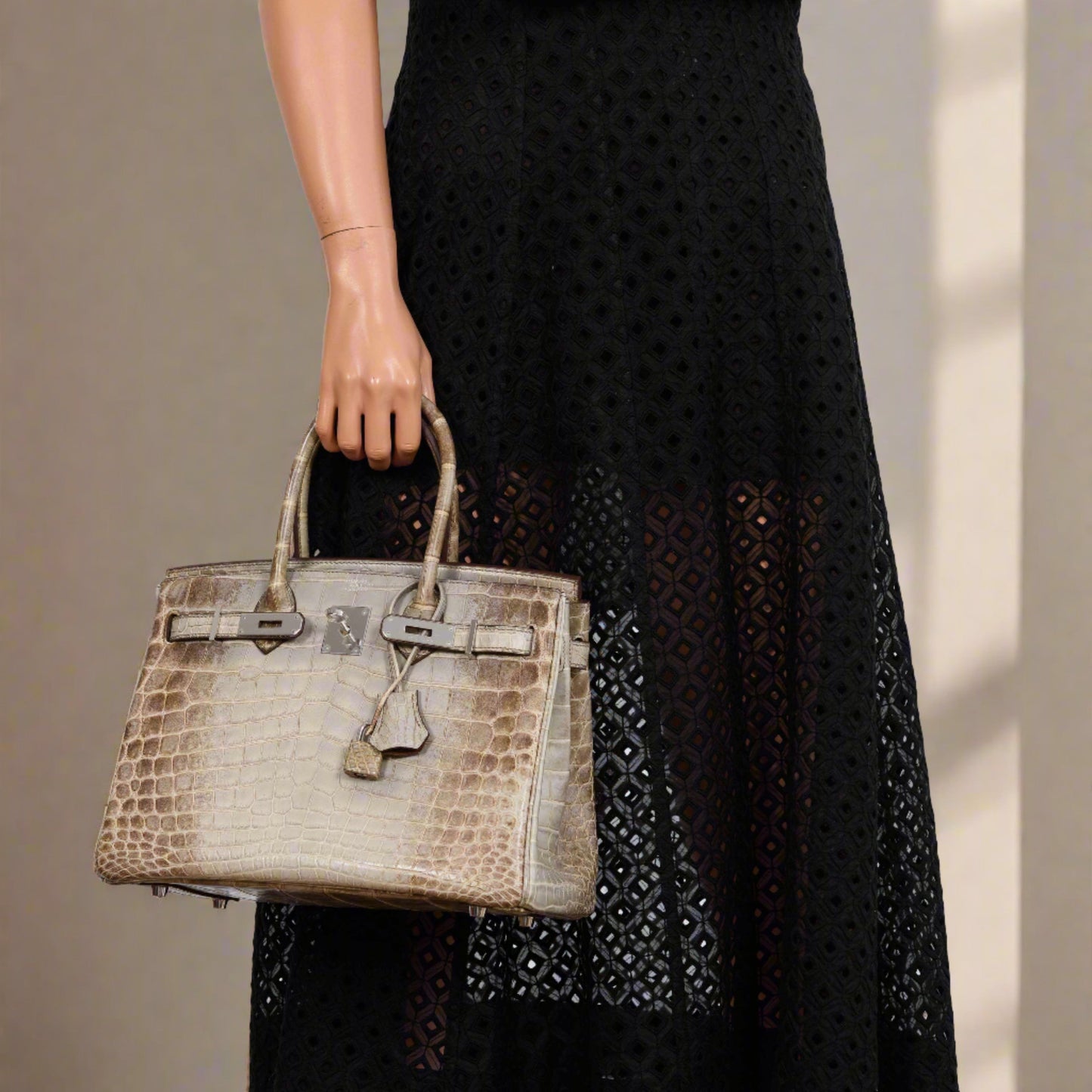 HermesBirkin 30 Gris Cendre Himalayan Niloticus Crocodile Palladium Hardware