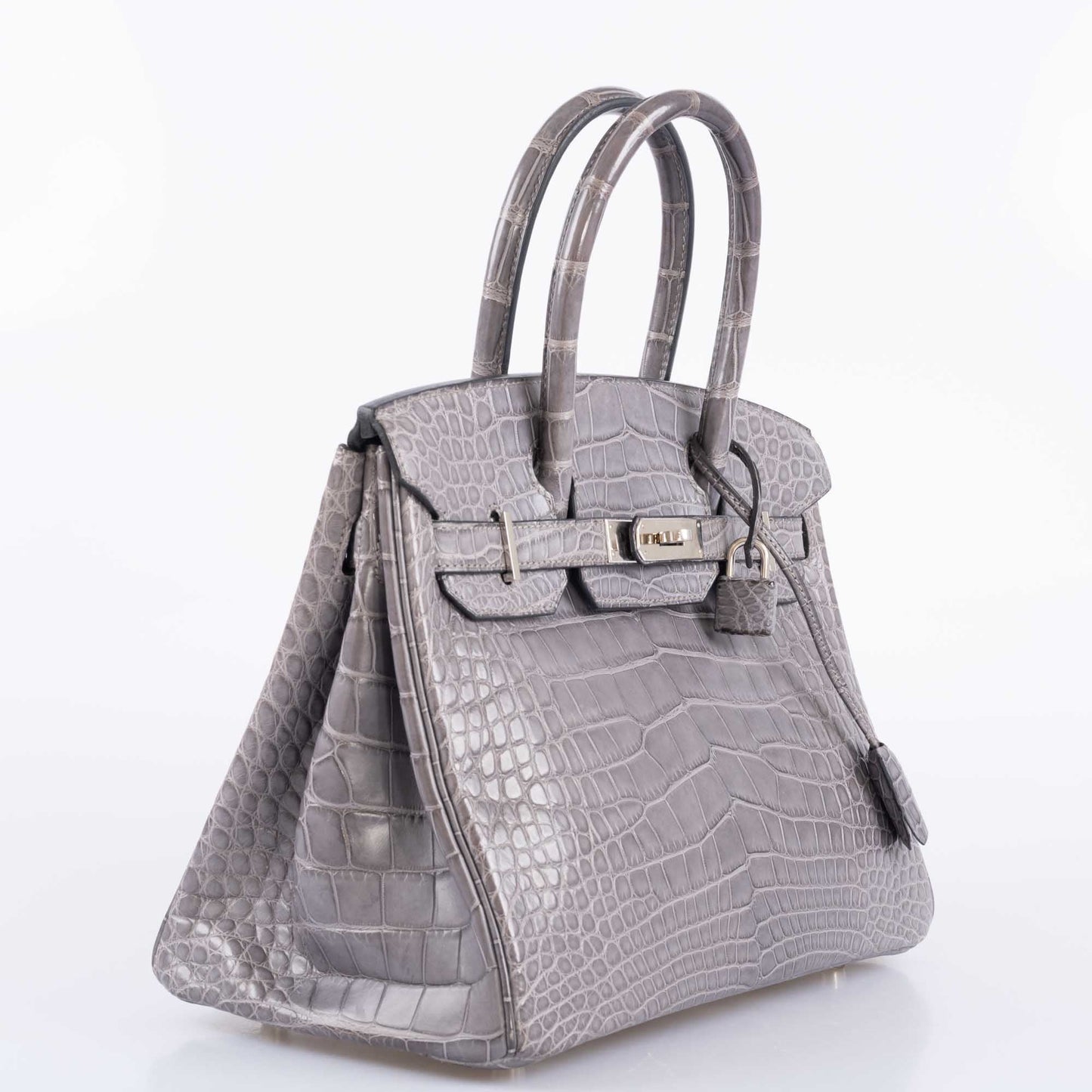 HermesBirkin 30 Gris Paris Matte Alligator with Palladium Hardware