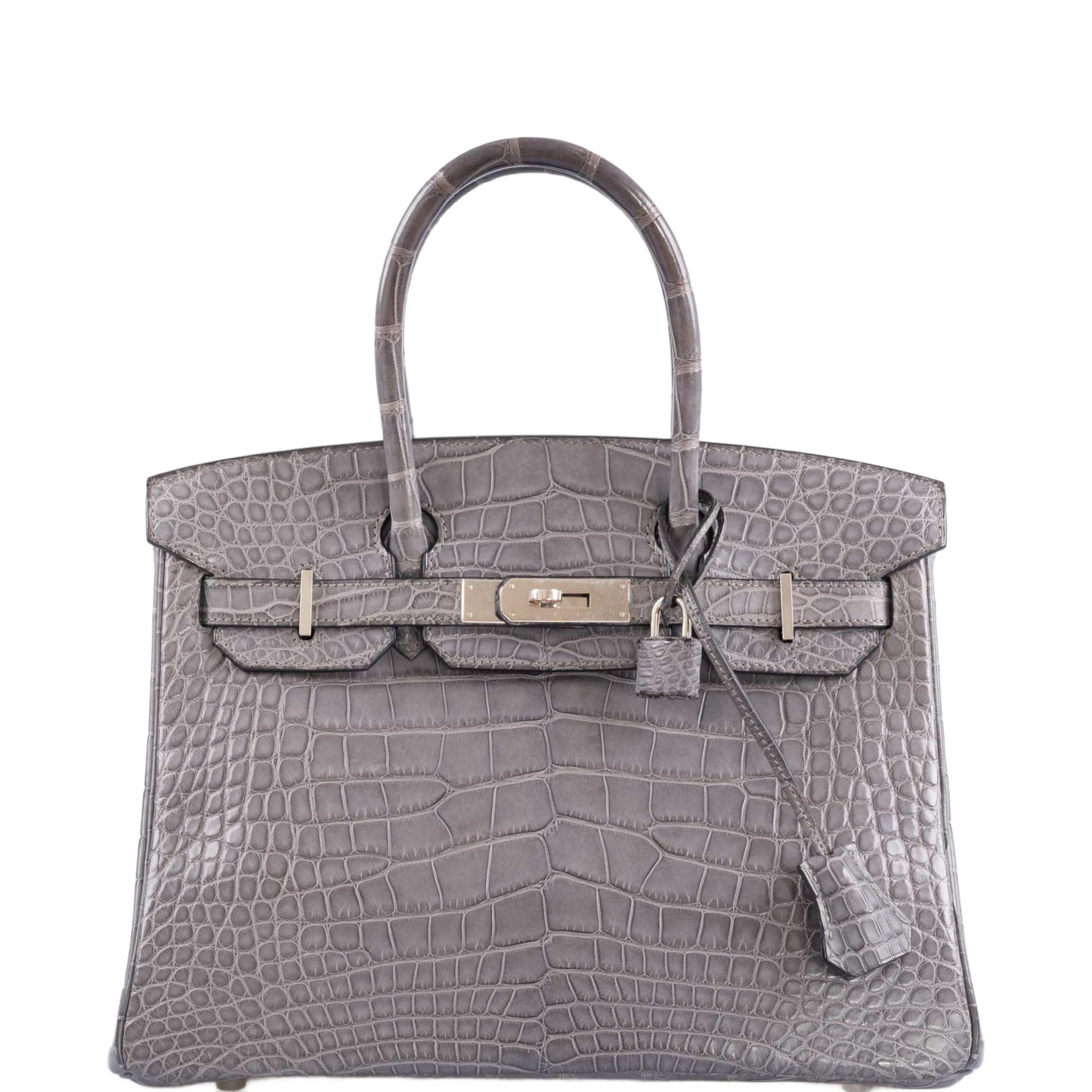 HermesBirkin 30 Gris Paris Matte Alligator with Palladium Hardware