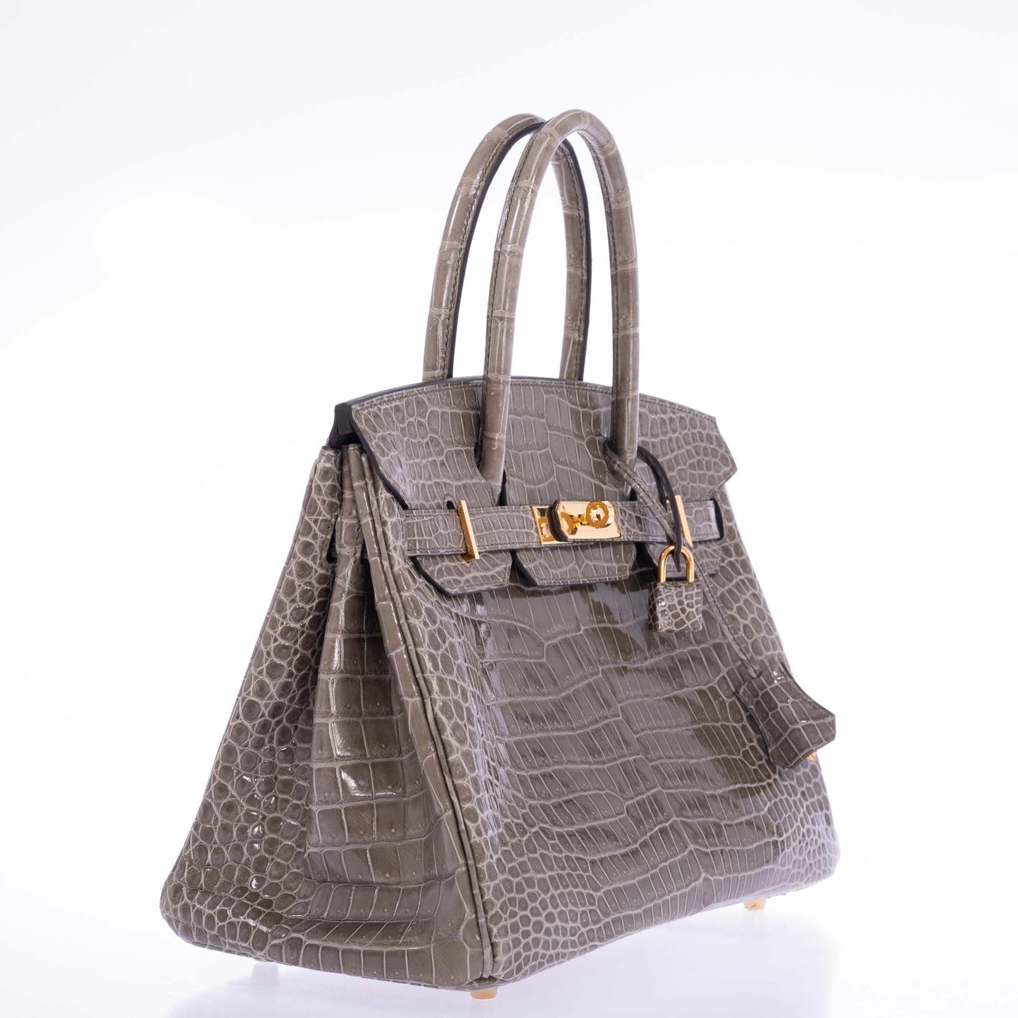 HermesBirkin 30 Gris Tourterelle Porosus Crocodile Gold Hardware
