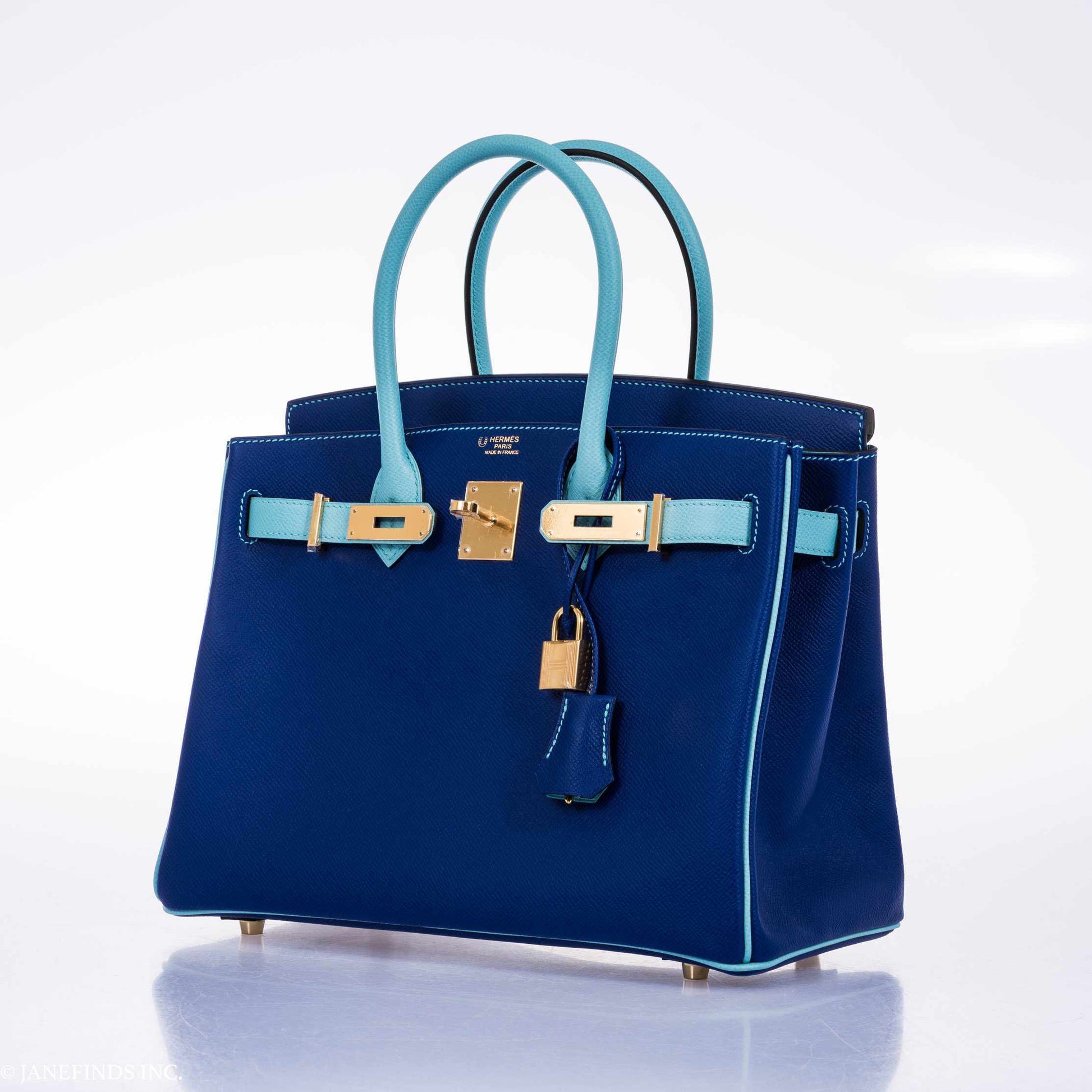 HermesBirkin 30 HSS Blue Electric & Blue Atoll Epsom Gold Hardware