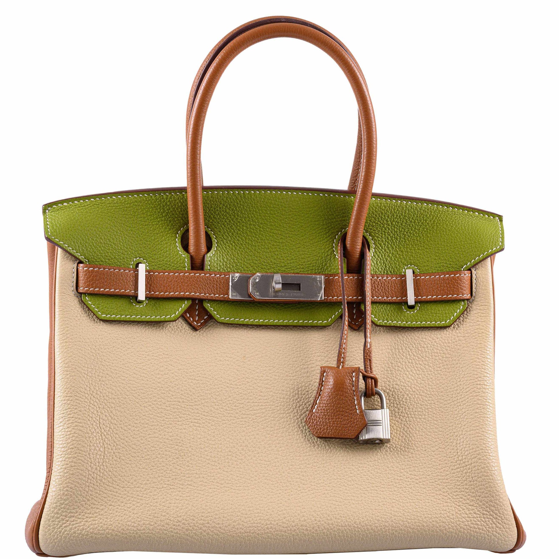 HermesBirkin 30 HSS Gold, Vert Anis & Argile Togo Brushed Palladium Hardware