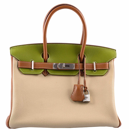 HermesBirkin 30 HSS Gold, Vert Anis & Argile Togo Brushed Palladium Hardware