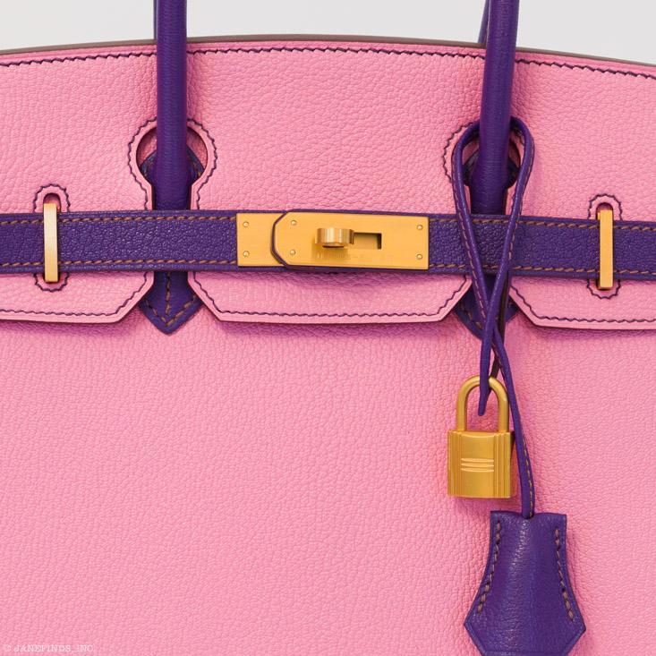 HermesBirkin 30 HSS Rose Confetti & Anemone Chevre leather Brushed Gold Hardware - 2014, R Square