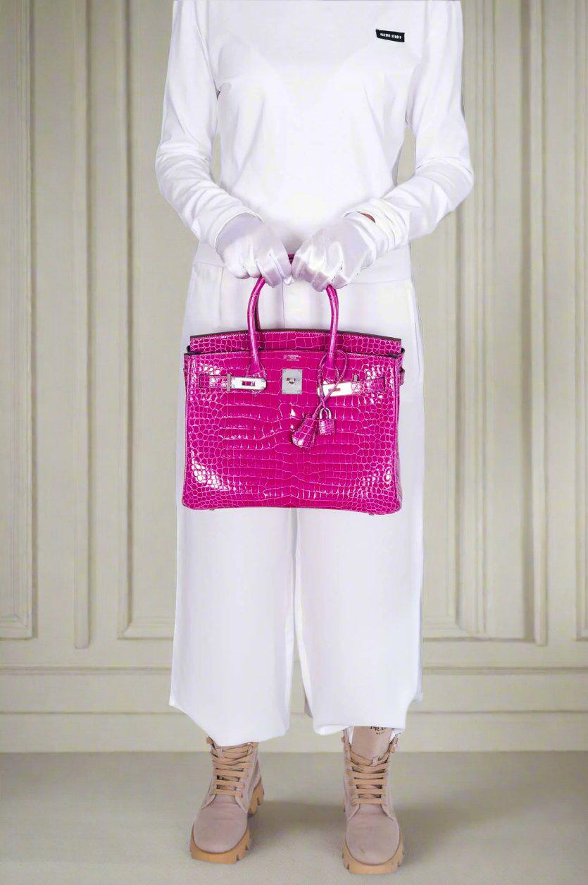 HermesBirkin 30 HSS Rose Scheherazade Porosus Crocodile, Cassis Interior Palladium Hardware