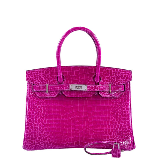 HermesBirkin 30 HSS Rose Scheherazade Porosus Crocodile, Cassis Interior Palladium Hardware
