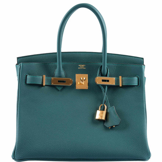 HermesBirkin 30 Malachite Togo Gold Hardware