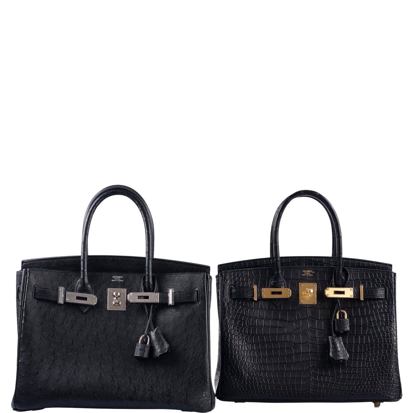 HermesBirkin 30 Matte Black Porosus Crocodile Gold Hardware