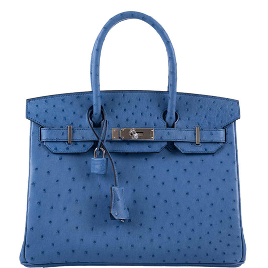 HermesBirkin 30 Mykonos Ostrich Palladium Hardware - 2016, A