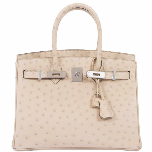 HermesBirkin 30 Parchemin Ostrich Palladium Hardware - 2020, Y