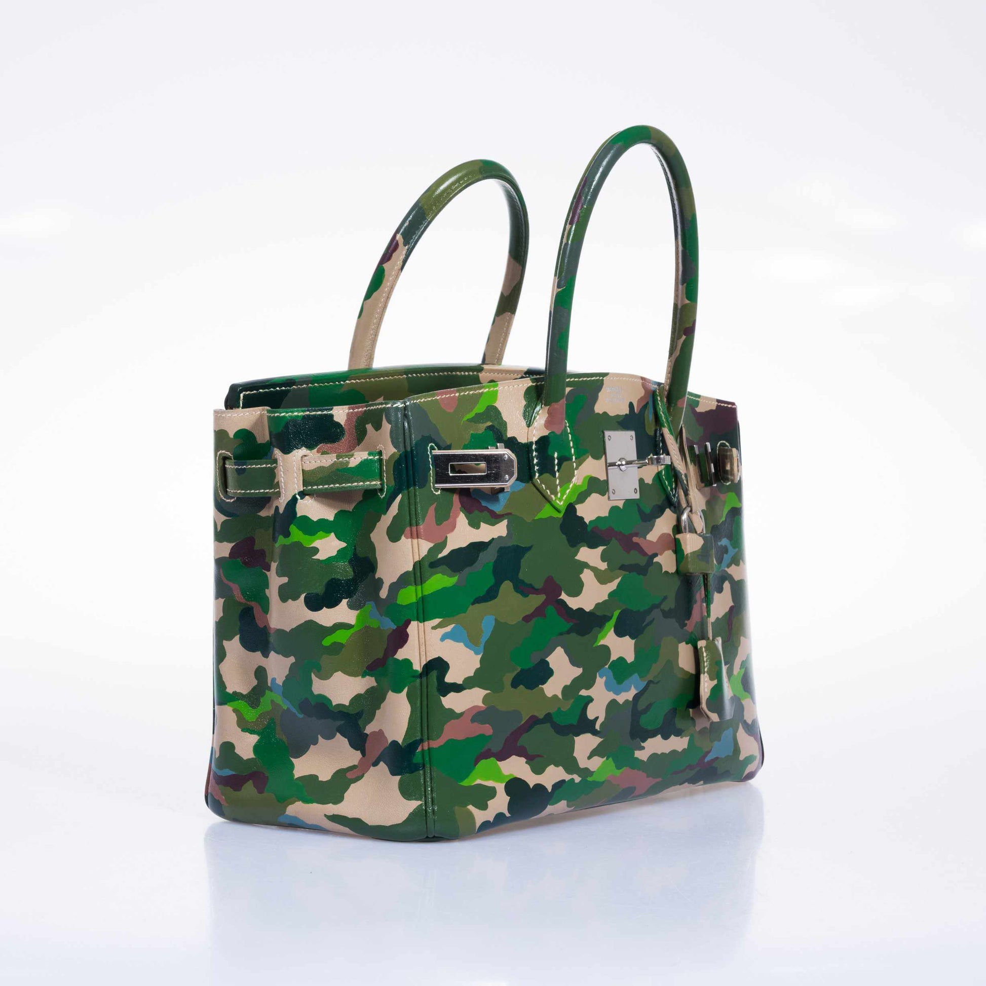 HermesBirkin 30 Parchment Box Camouflage Palladium Hardware * JaneFinds Custom Shop