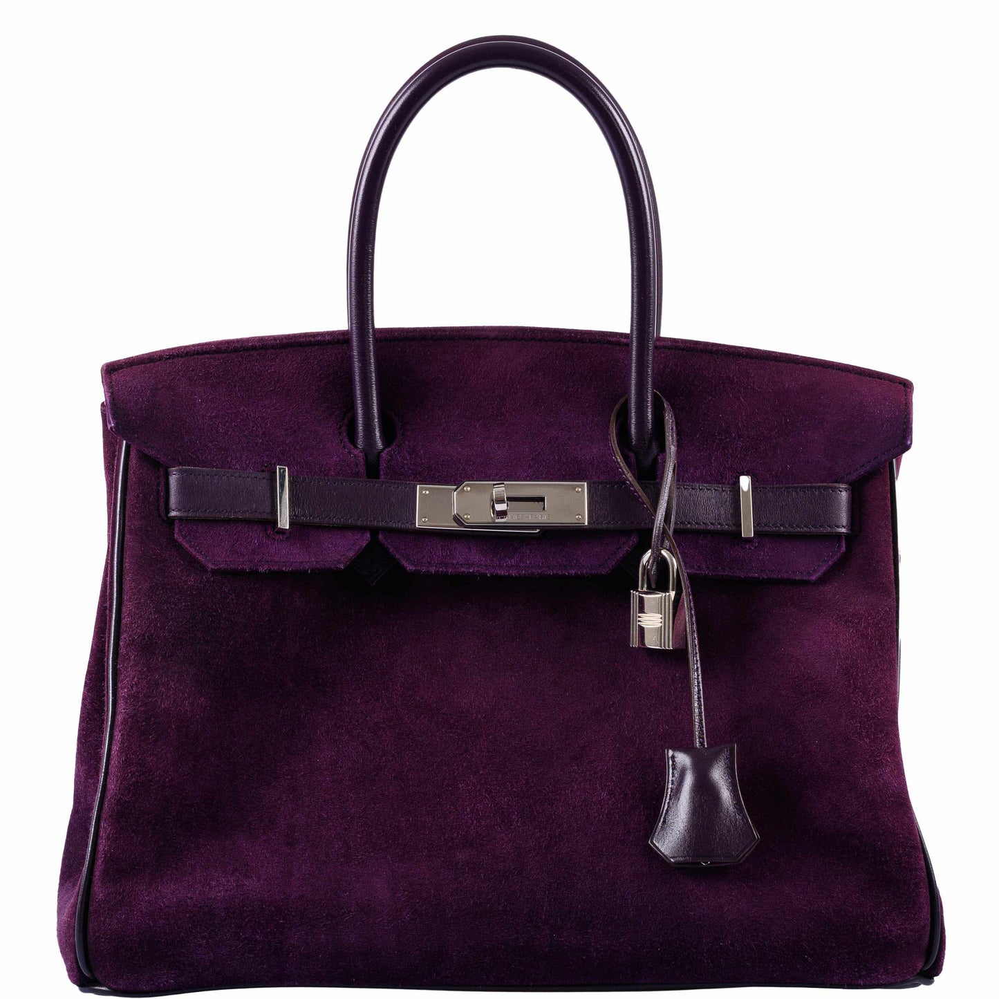HermesBirkin 30 Raisin Veau Doblis Suede & Swift Palladium Hardware