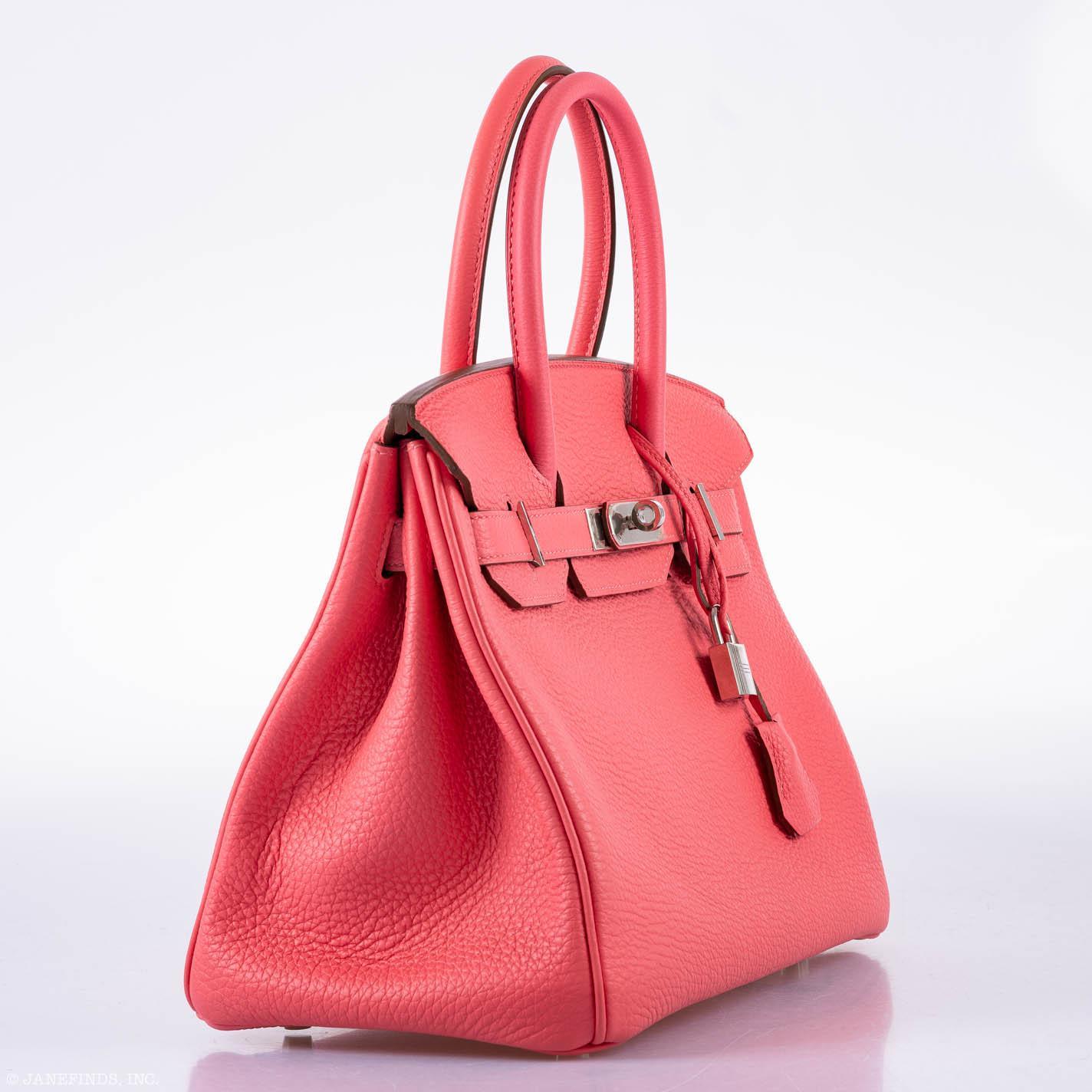 HermesBirkin 30 Rose Lipstick Togo Palladium Hardware - 2013, Q Square