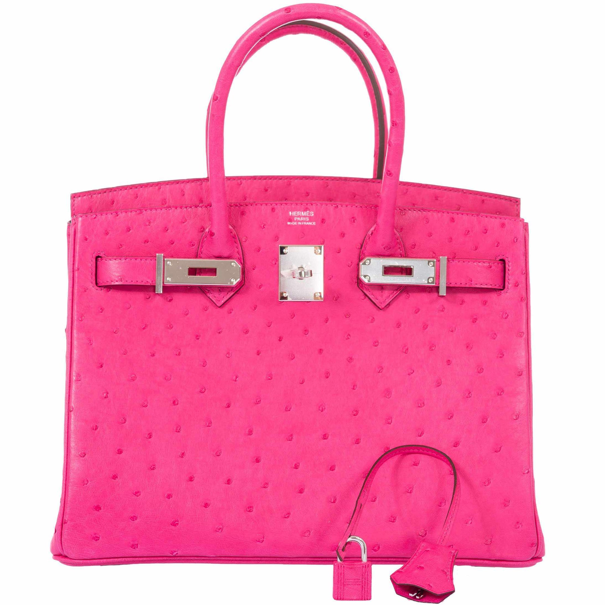 HermesBirkin 30 Rose Tyrien Ostrich Palladium Hardware - 2020, Y