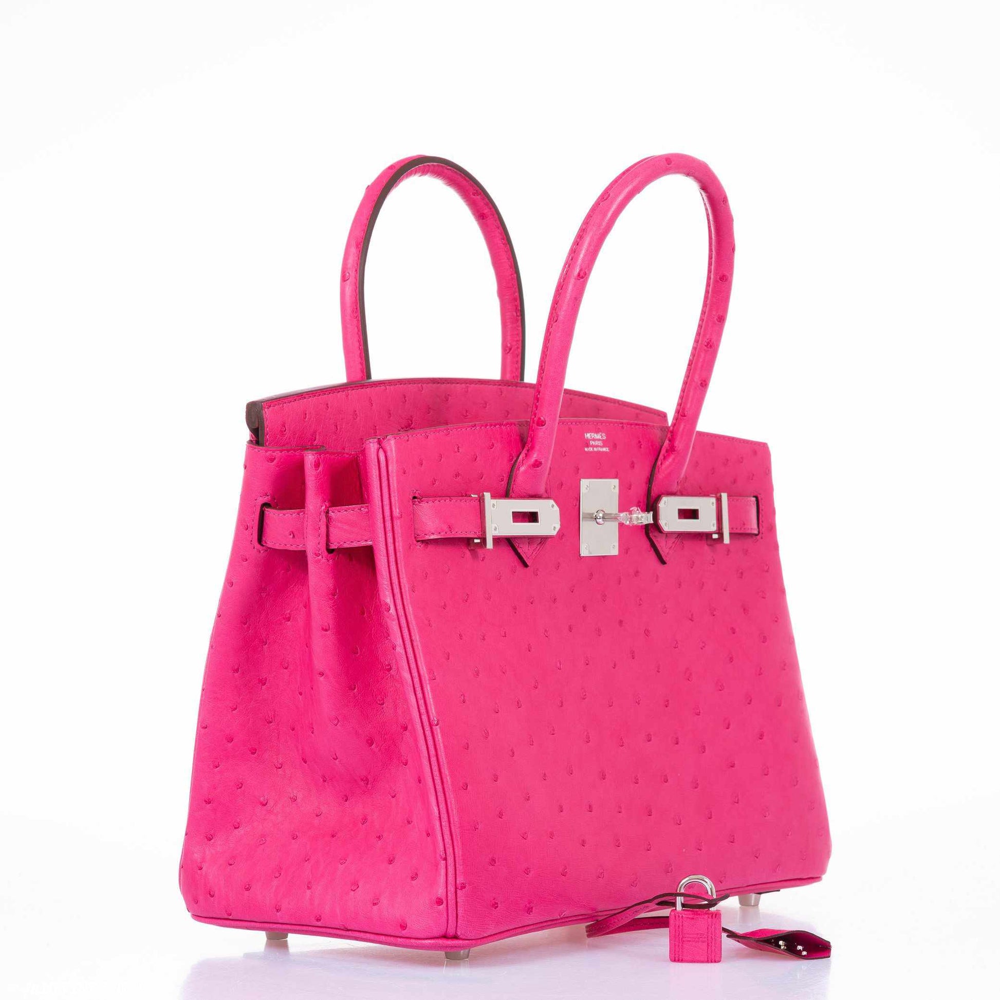 HermesBirkin 30 Rose Tyrien Ostrich Palladium Hardware - 2020, Y