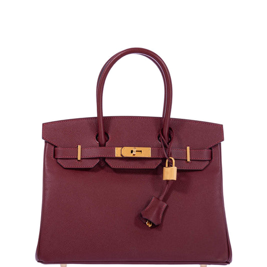 HermesBirkin 30 Rouge H Epsom Gold Hardware