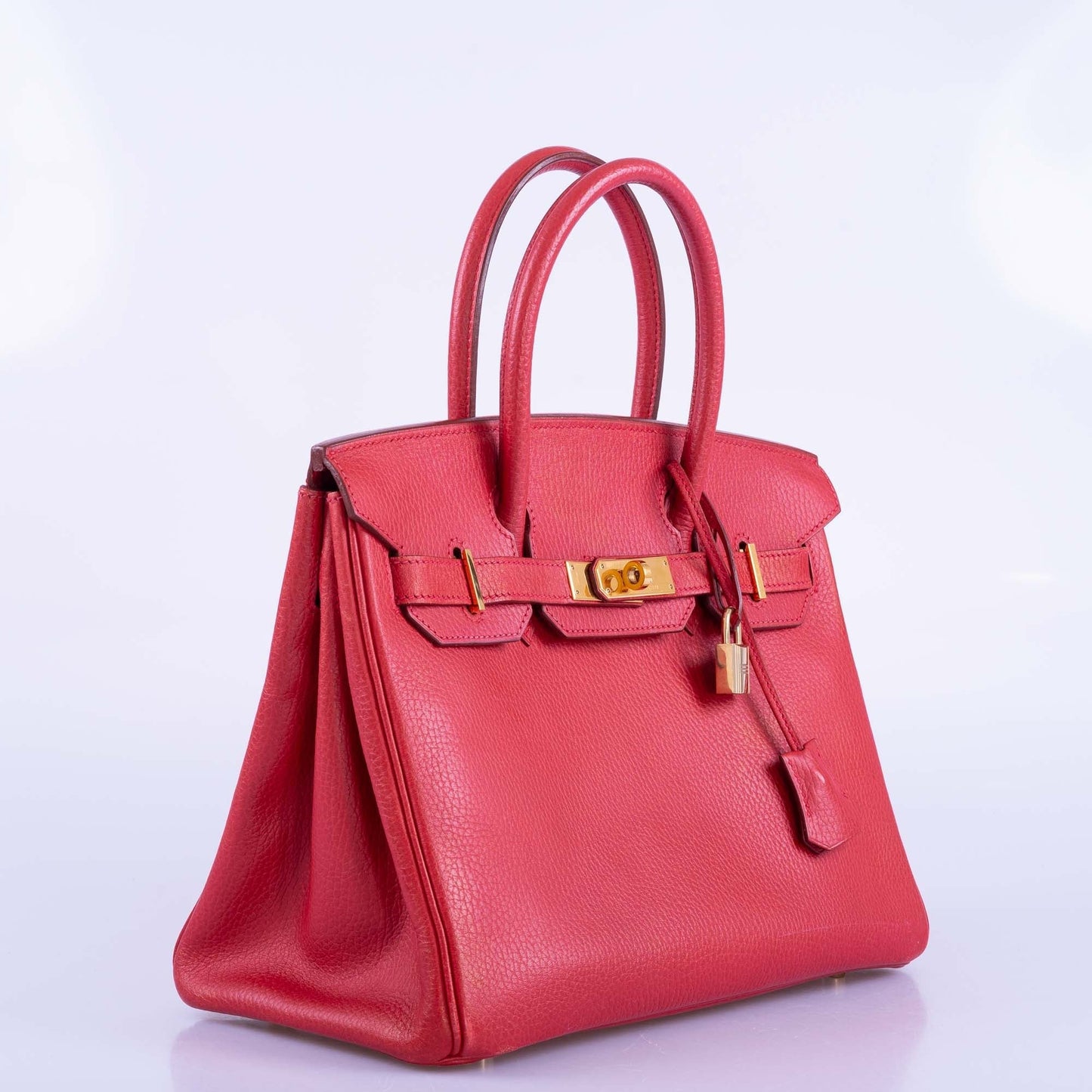 HermesBirkin 30 Rouge Vif Ardenne with Gold Hardware