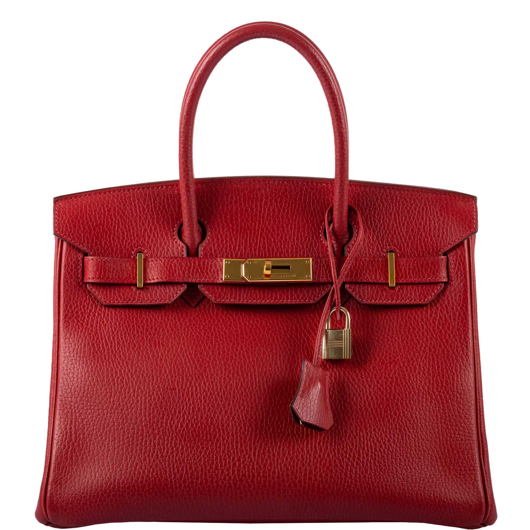 HermesBirkin 30 Rouge Vif Ardennes Gold Hardware - Square E