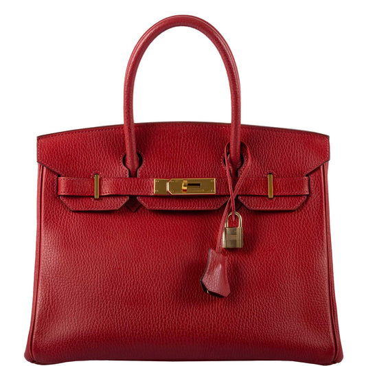 HermesBirkin 30 Rouge Vif Ardennes Gold Hardware - Square E