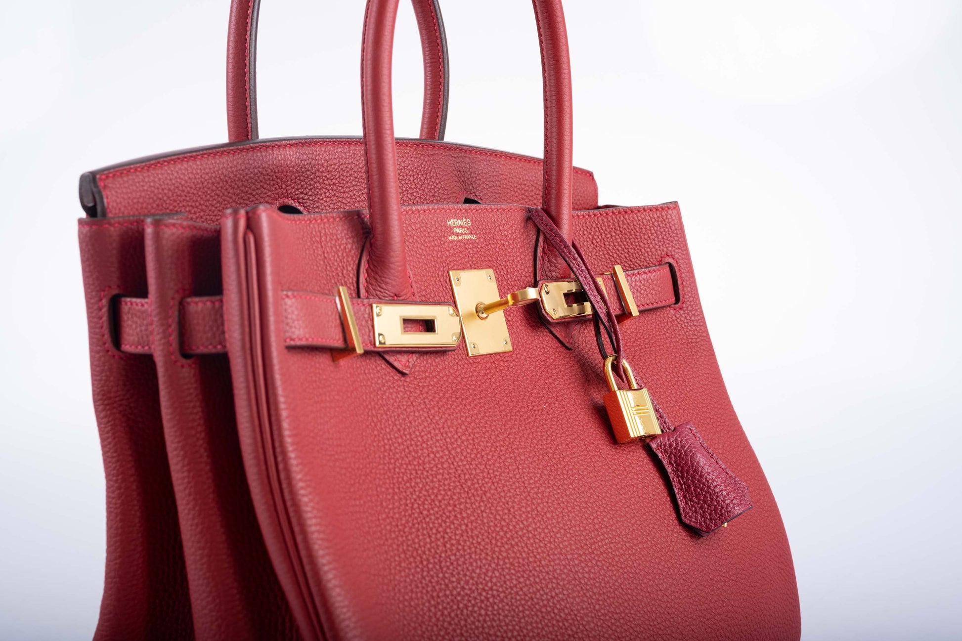 HermesBirkin 30 Rouge Vif Togo with Gold Hardware