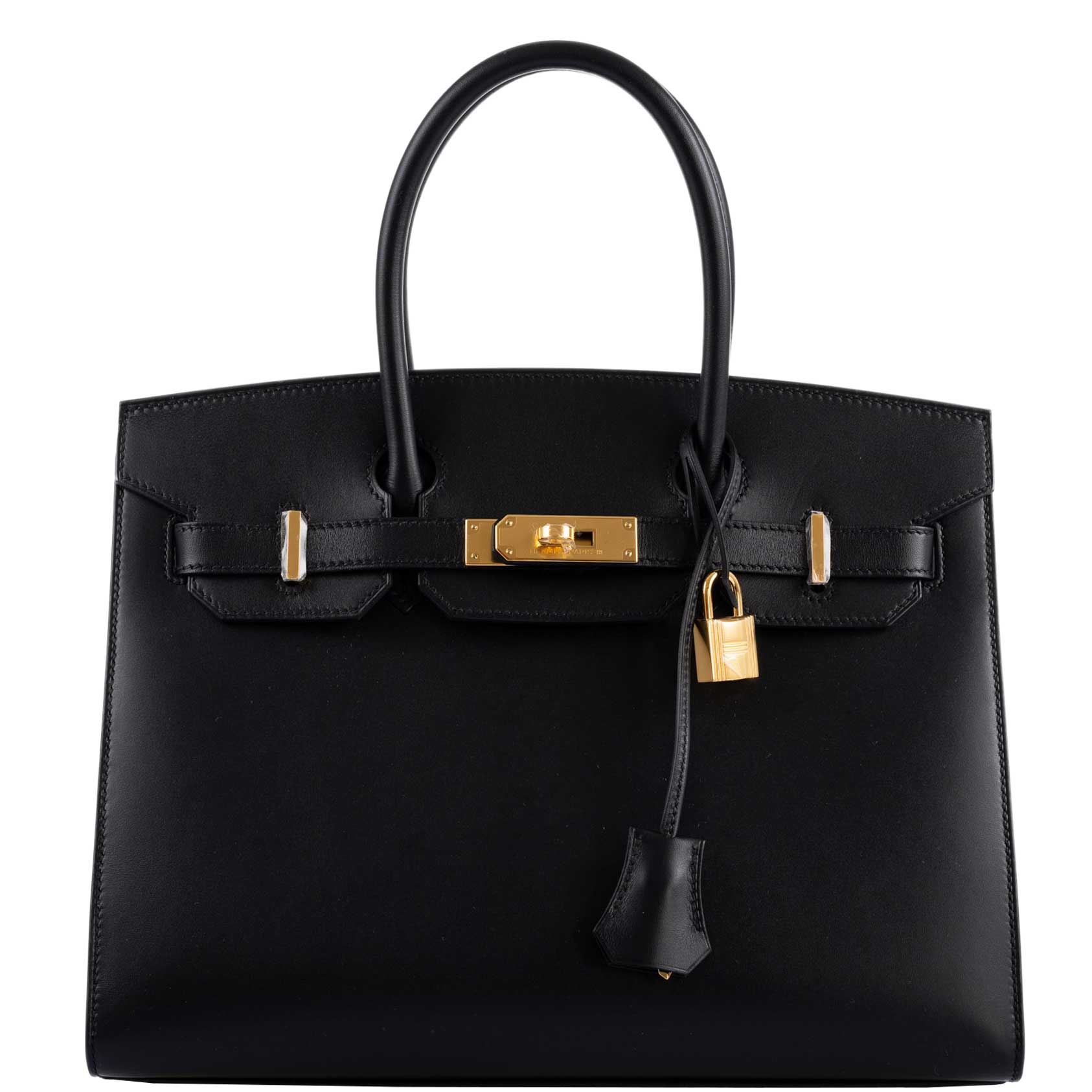 HermesBirkin 30 Sellier Black Veau Monsieur Leather Gold Hardware