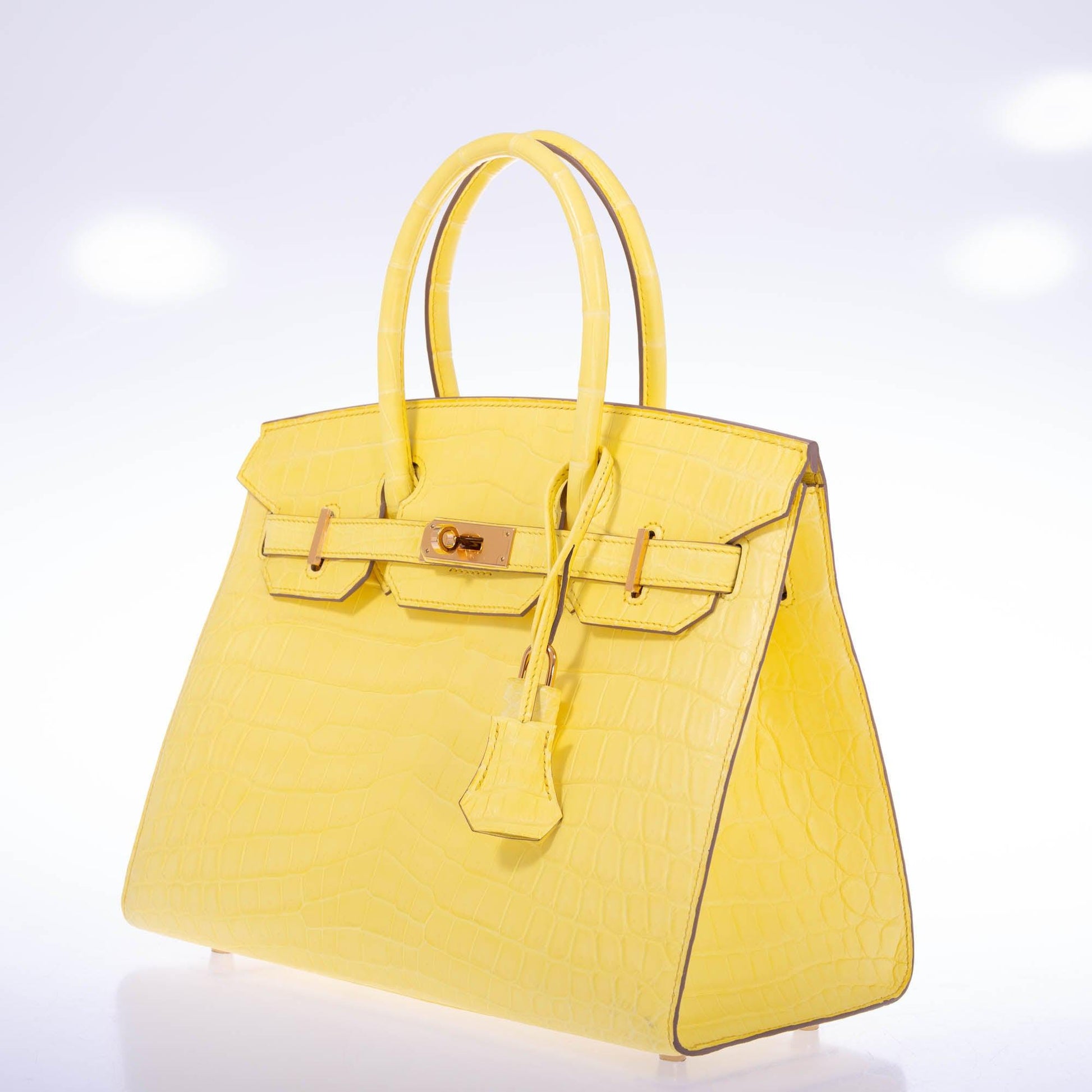 HermesBirkin 30 Sellier Jaune Citron Matte Niloticus Crocodile Gold Hardware