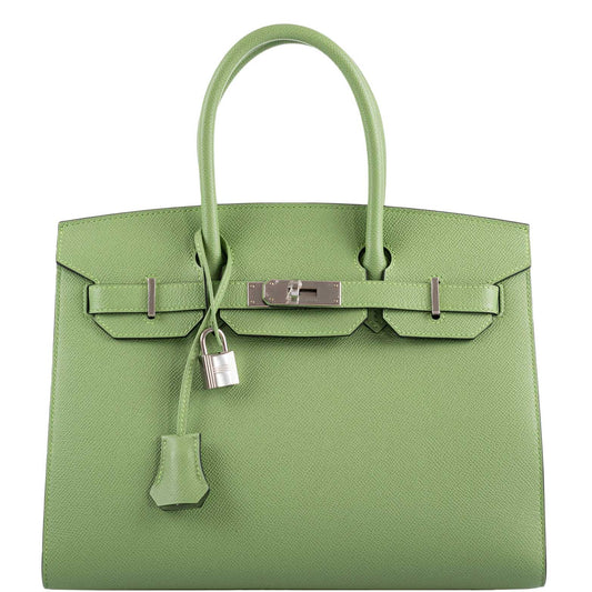 HermesBirkin 30 Sellier Vert Criquet Madame Grain Palladium Hardware - 2020, Y