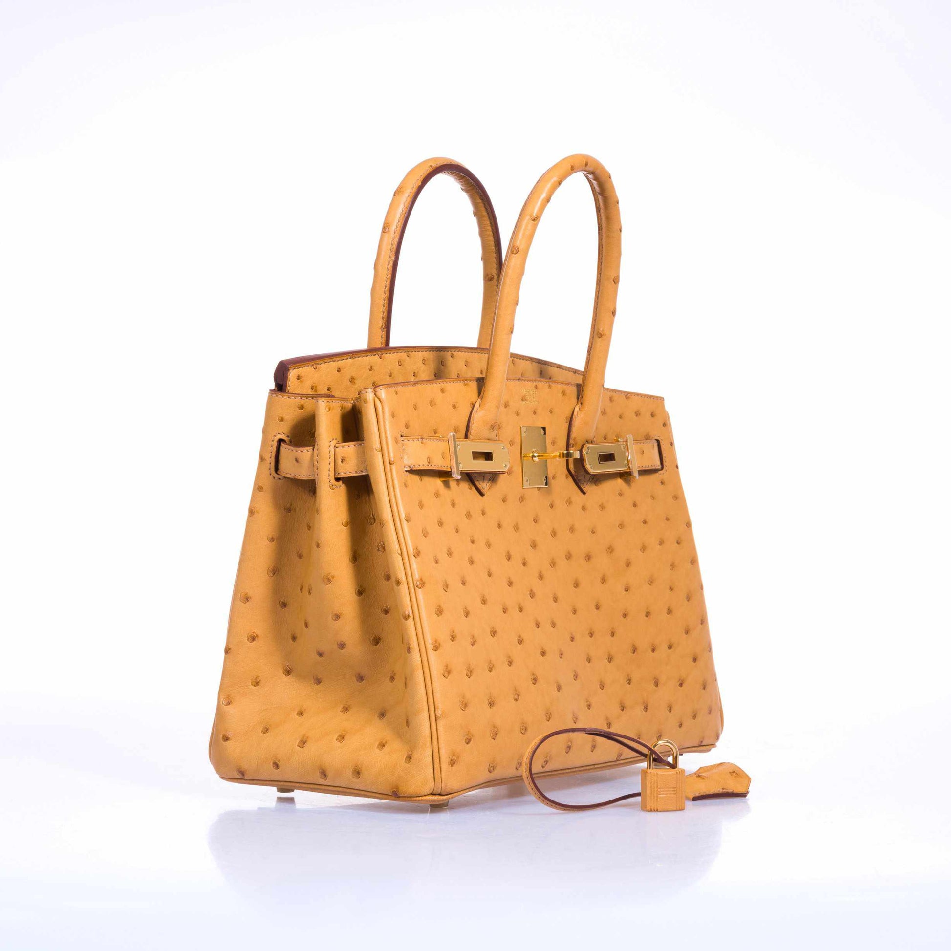 HermesBirkin 30 Tabac Camel Ostrich Gold Hardware