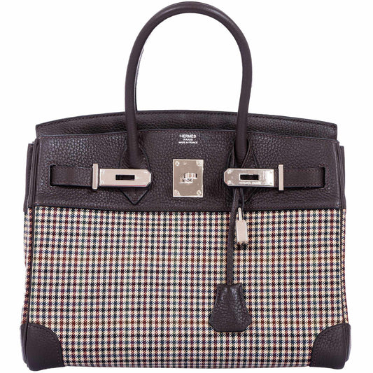 HermesBirkin 30 Togo And Plaid Wool Lainage - Rare Runway Bag