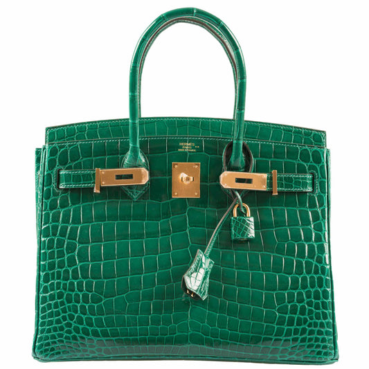 HermesBirkin 30 Vert Emerald Niloticus Crocodile Gold Hardware