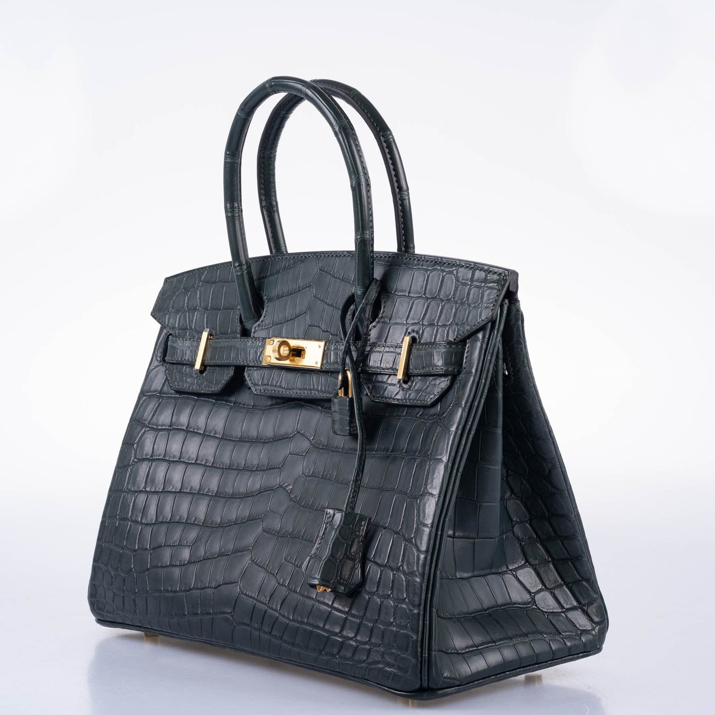 HermesBirkin 30 Vert Foncé Matte Niloticus Crocodile Gold Hardware