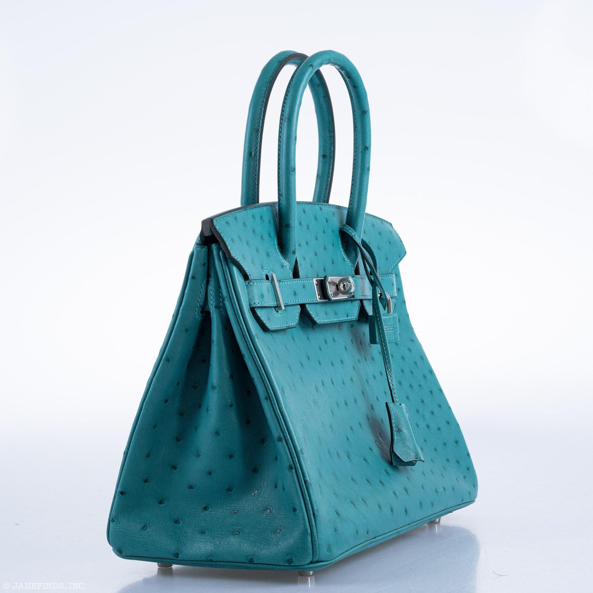 HermesBirkin 30 Vert Verone Ostrich Palladium Hardware