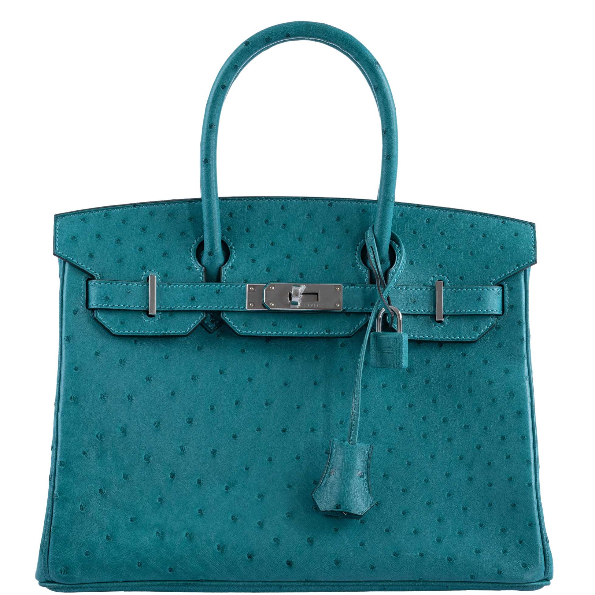 HermesBirkin 30 Vert Verone Ostrich Palladium Hardware