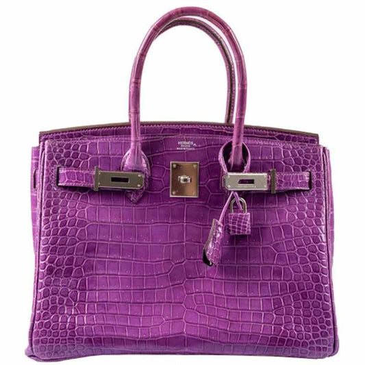 HermesBirkin 30 Violet Porosus Crocodile Palladium Hardware - PL