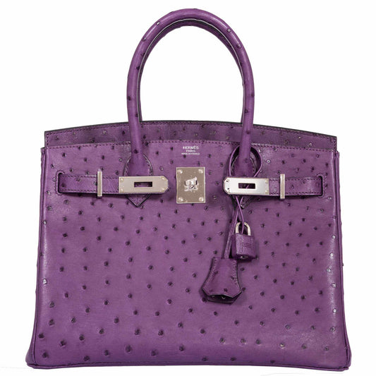 HermesBirkin 30 Violine Ostrich Palladium Hardware