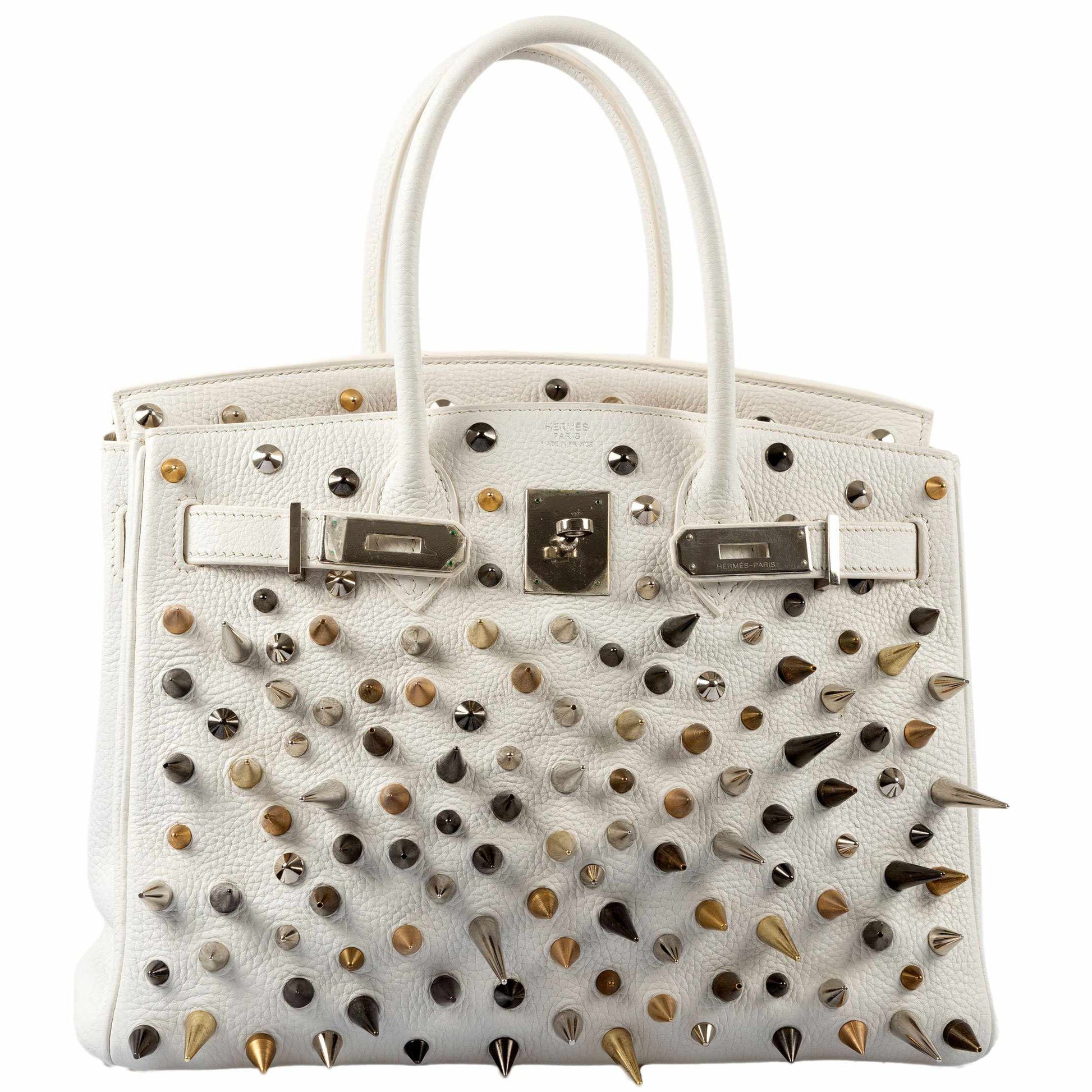 HermesBirkin 30 White Clemence “Warrior Birkin” Palladium Hardware * JaneFinds Custom Shop