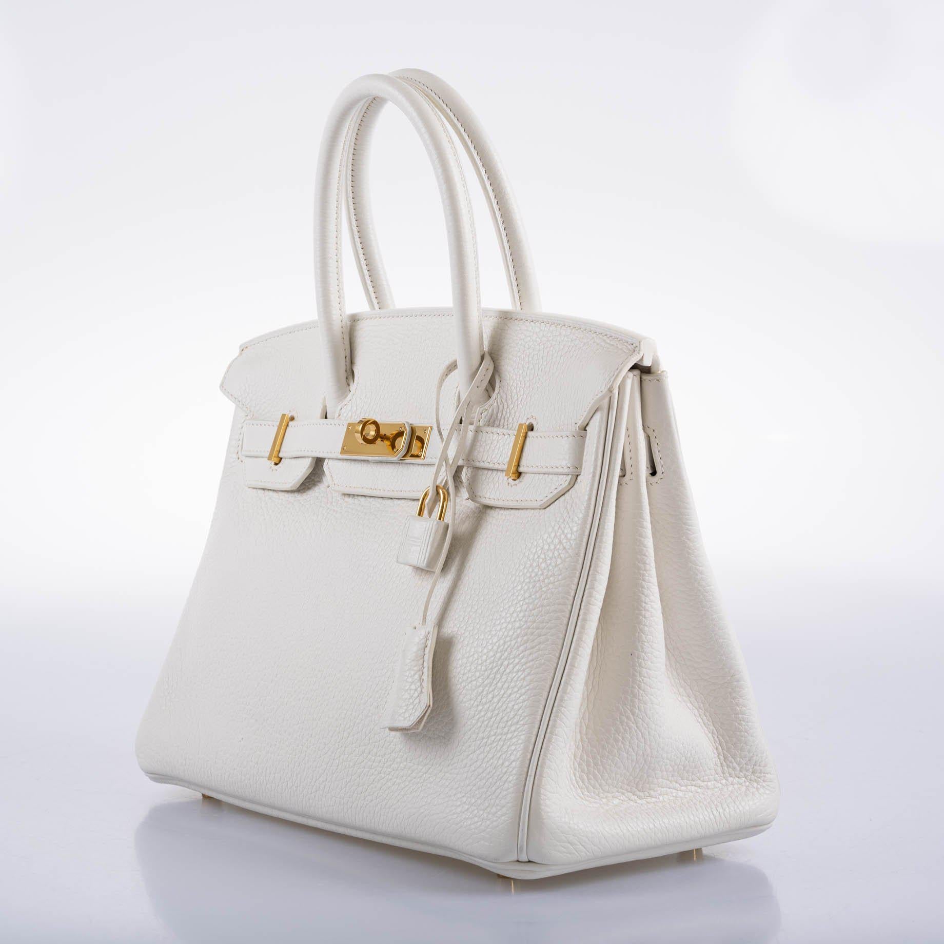 HermesBirkin 30 White Clemence with Gold Hardware - 2016, X