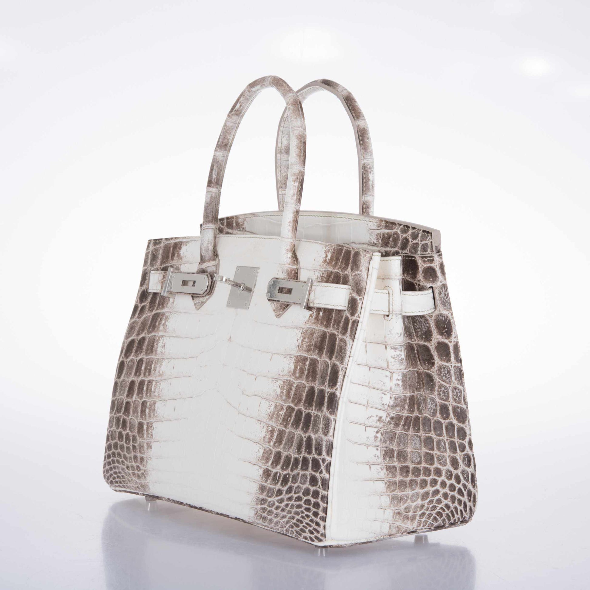HermesBirkin 30 White Himalayan Niloticus Crocodile Palladium Hardware