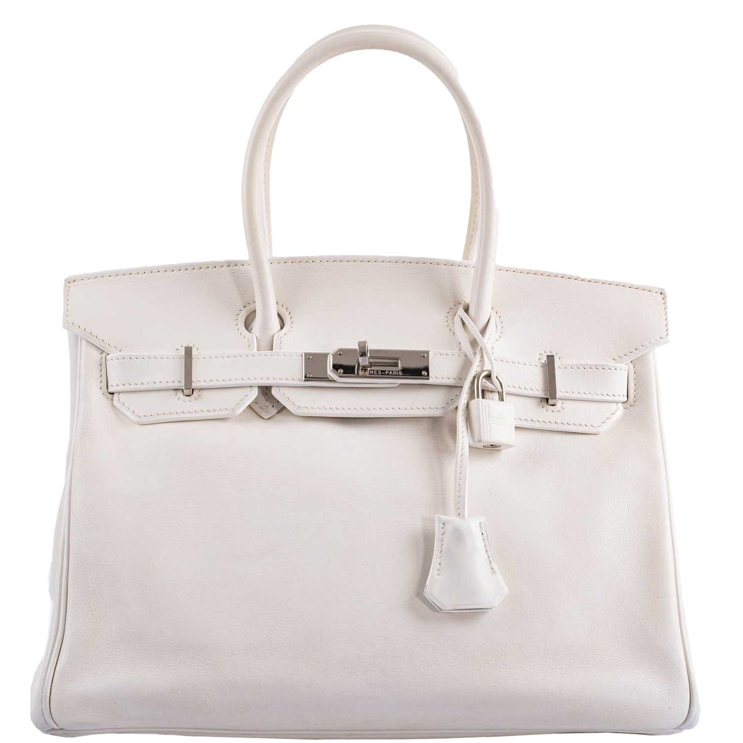 HermesBirkin 30 White Swift with Palladium Hardware - 2007, K Square