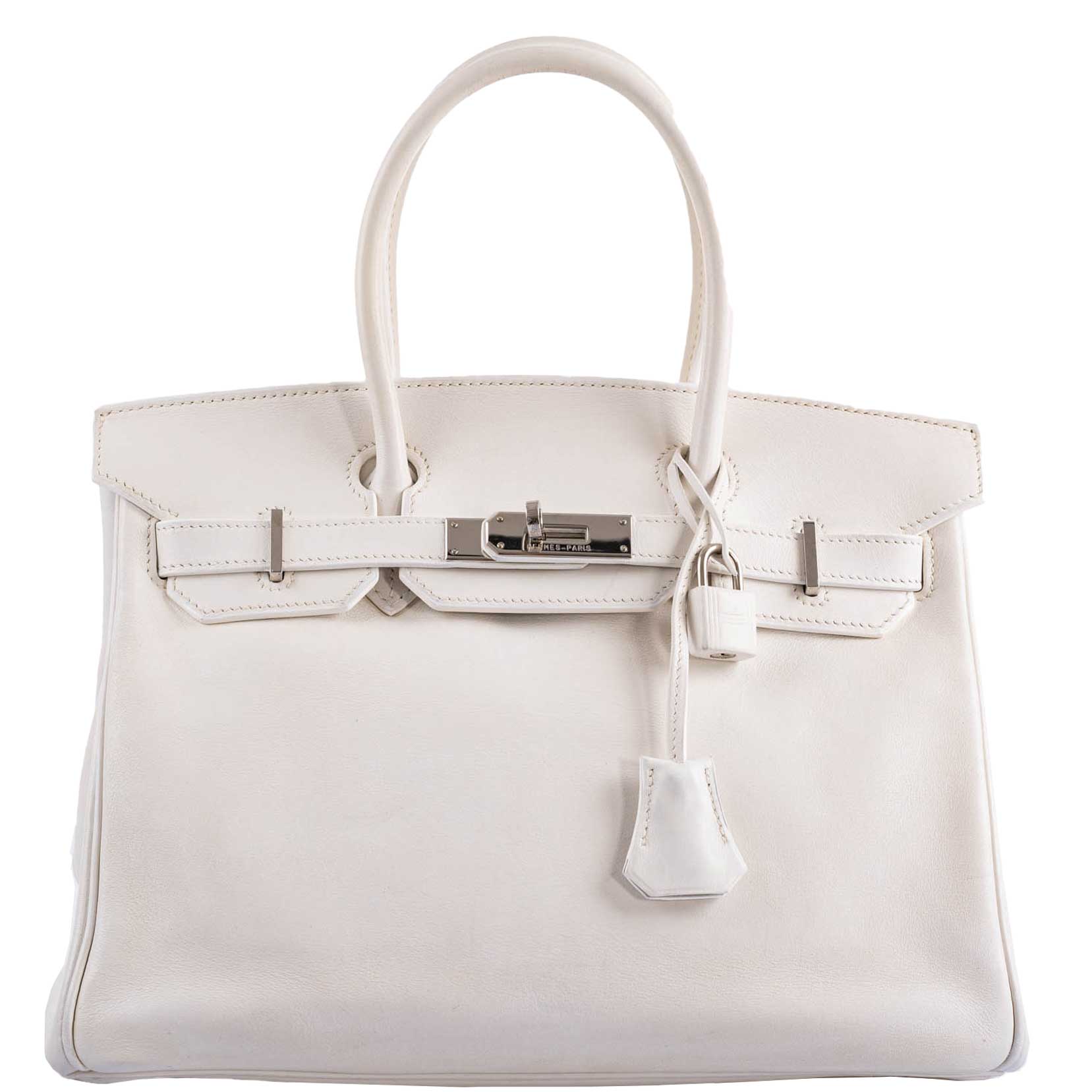 HermesBirkin 30 White Swift with Palladium Hardware - 2007, K Square