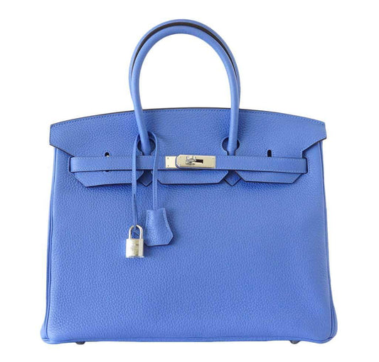 HermesBirkin 35 Bleu Paradis Clemence Bag