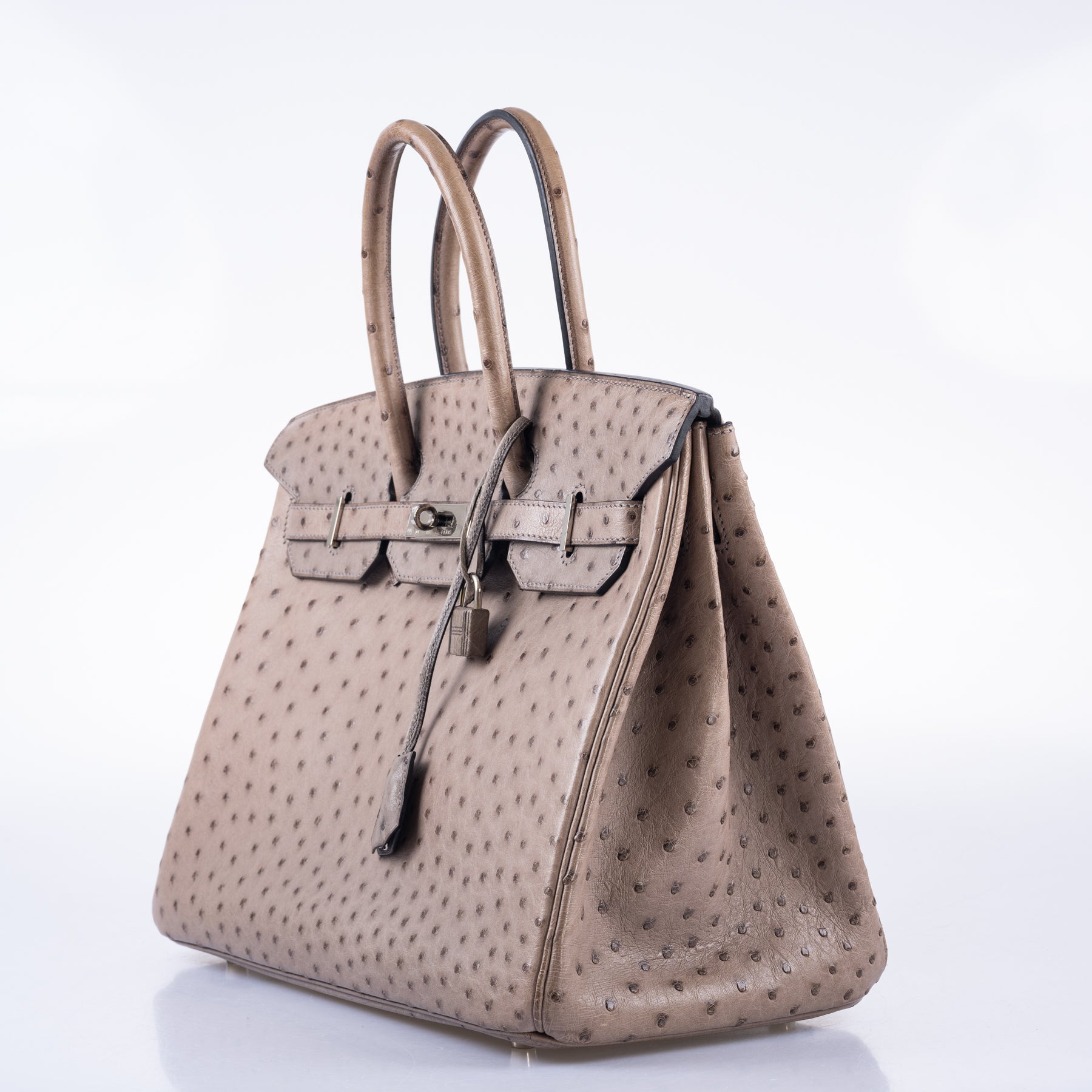 HermesBirkin 35 Gris Tourterelle Ostrich Palladium Hardware