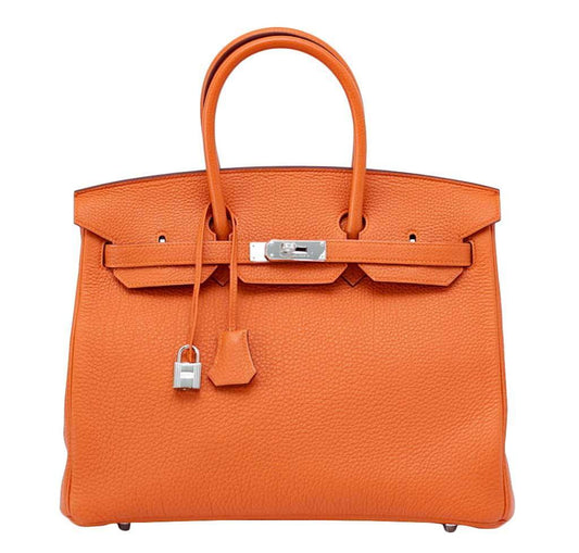 HermesBirkin 35 Bag H Orange Togo Leather