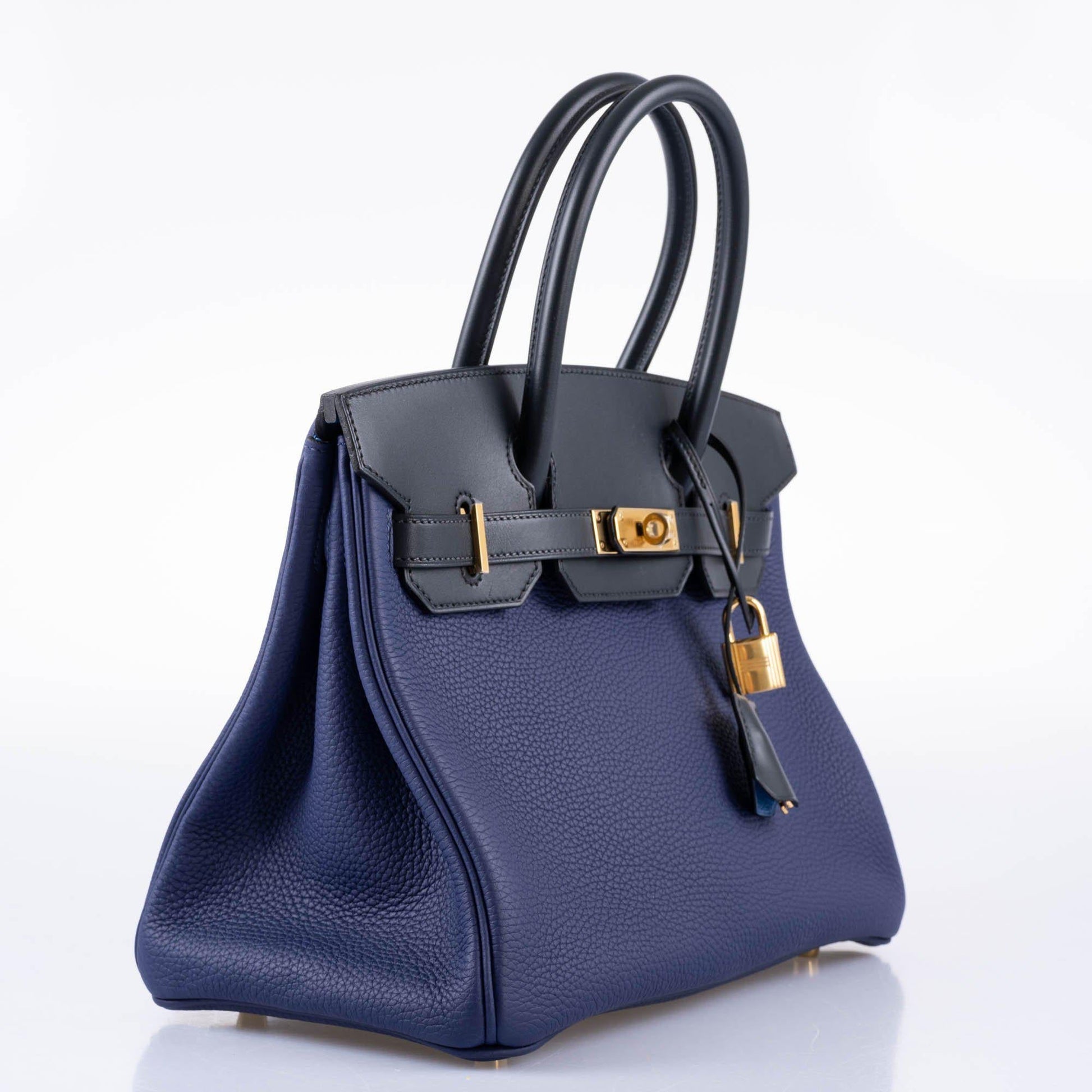 HermesBirkin Touch 30 Bleu (Blue) Encre Sombrero & Bleu Obscur Taurillon Clemence Gold Hardware - 2020, Y