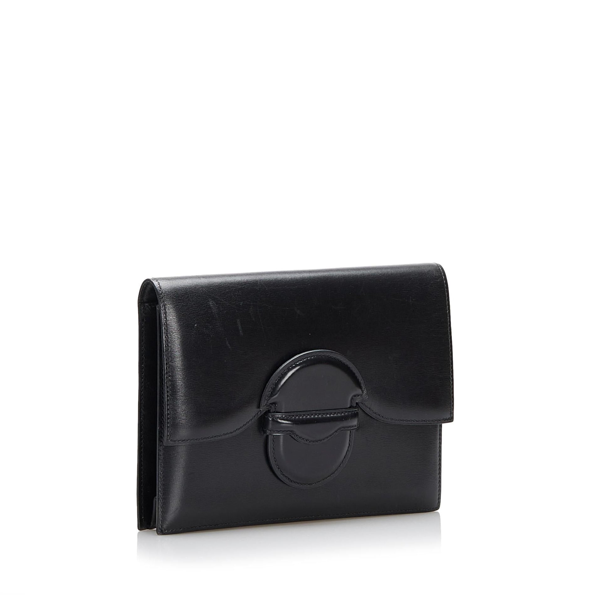 Luxury Hermes Box Calf Leather Clutch Bag (SHG-ZZYtmS)