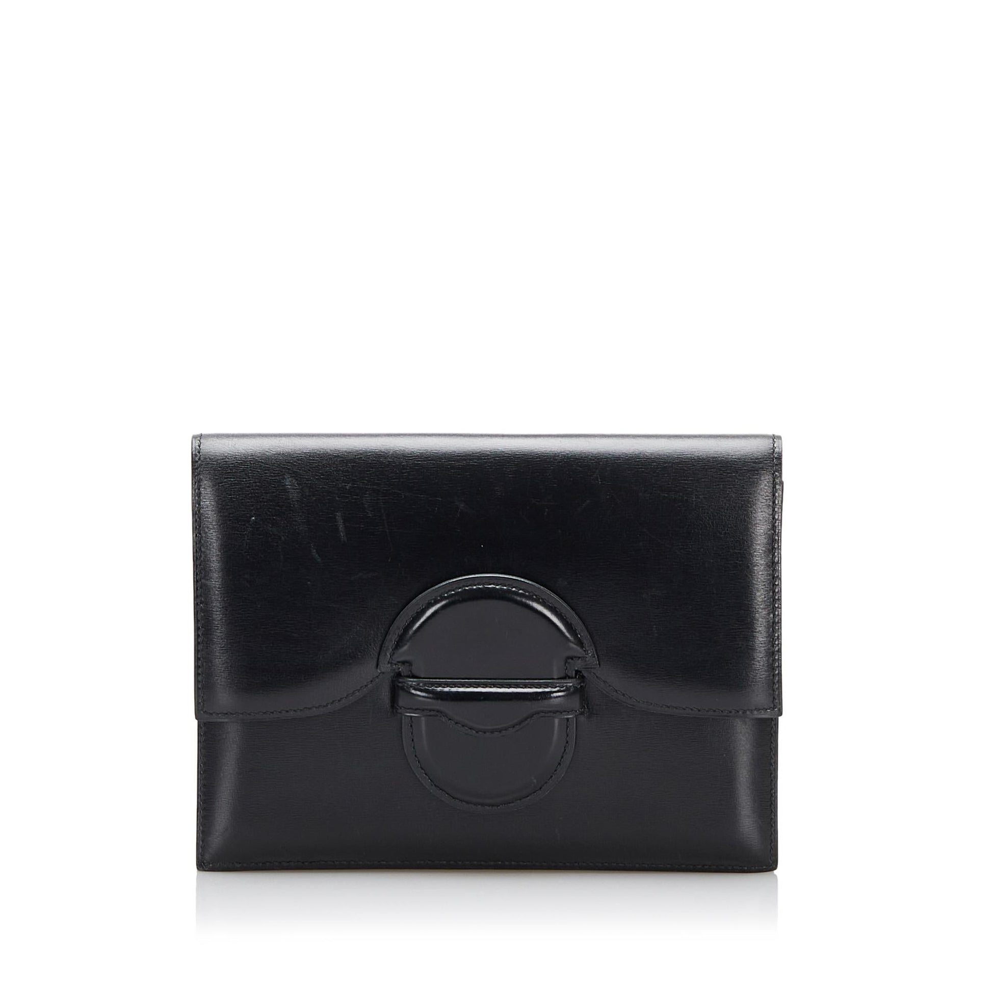 Luxury Hermes Box Calf Leather Clutch Bag (SHG-tVRJO2)