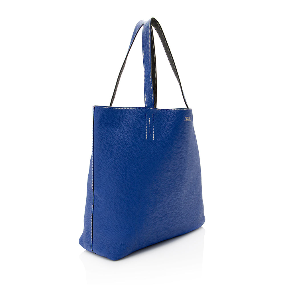 Luxury Hermes Clemence Leather Double Sens 45 Tote (SHF-20430)