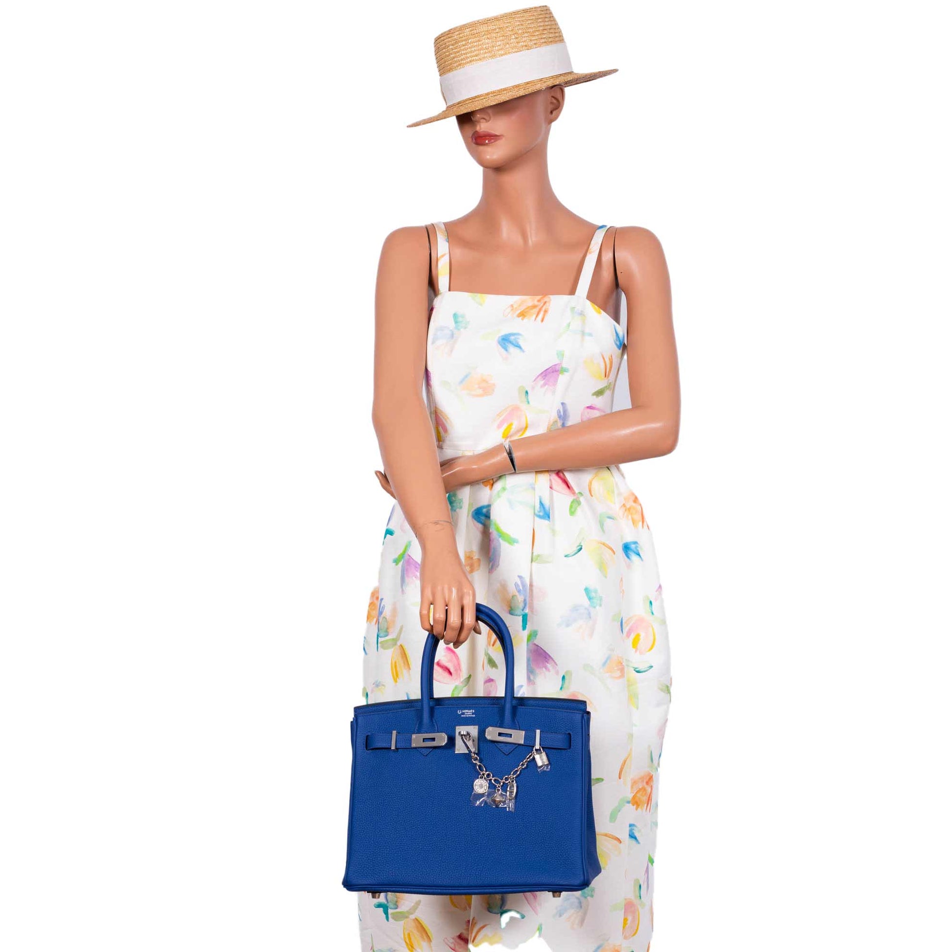 HermesHSS Birkin 30 Blue Electric Togo with Brushed Palladium Hardware - 2019, D