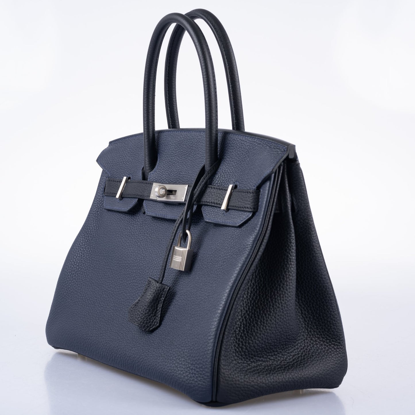 HermesHSS Birkin 30 Blue Nuit & Black Togo Brushed Palladium Hardware