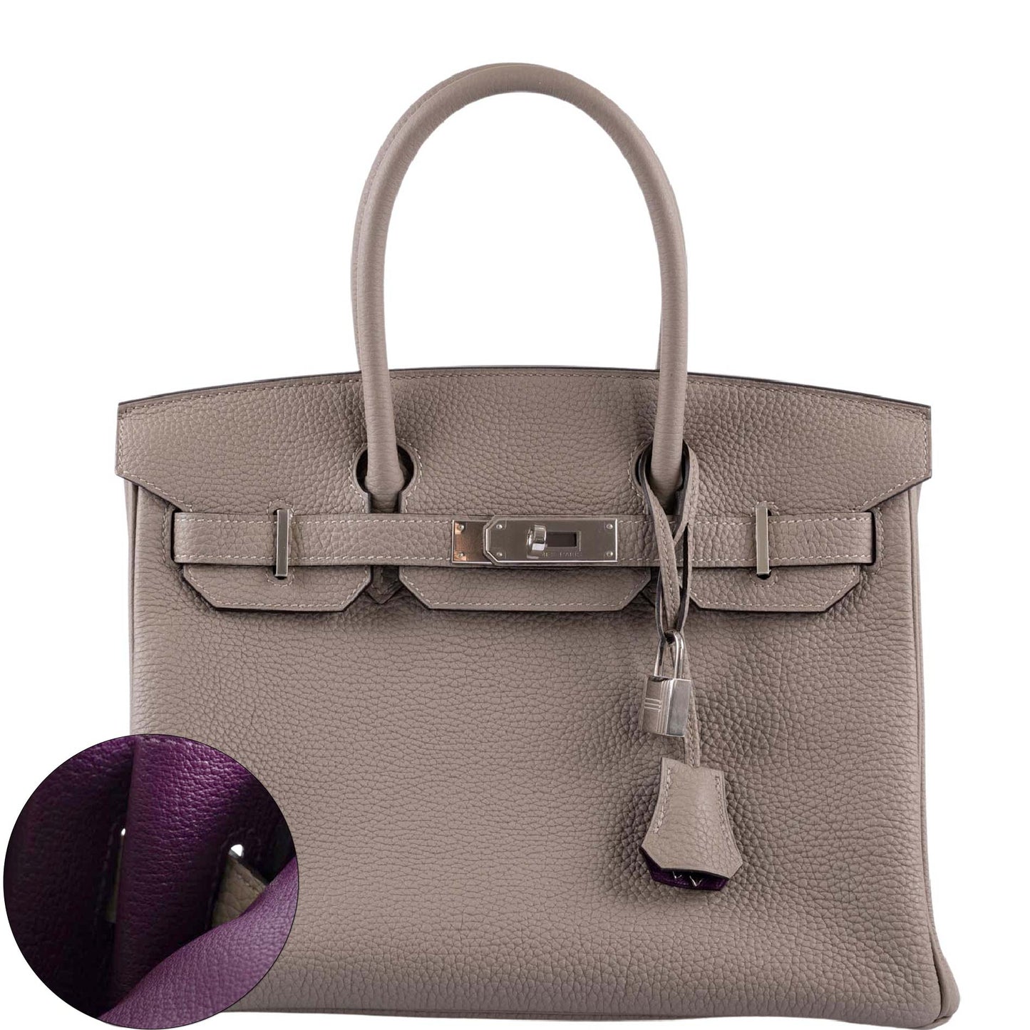 HermesHSS Birkin 30 Gris Asphalte Togo with Cassis Interior with Palladium Hardware